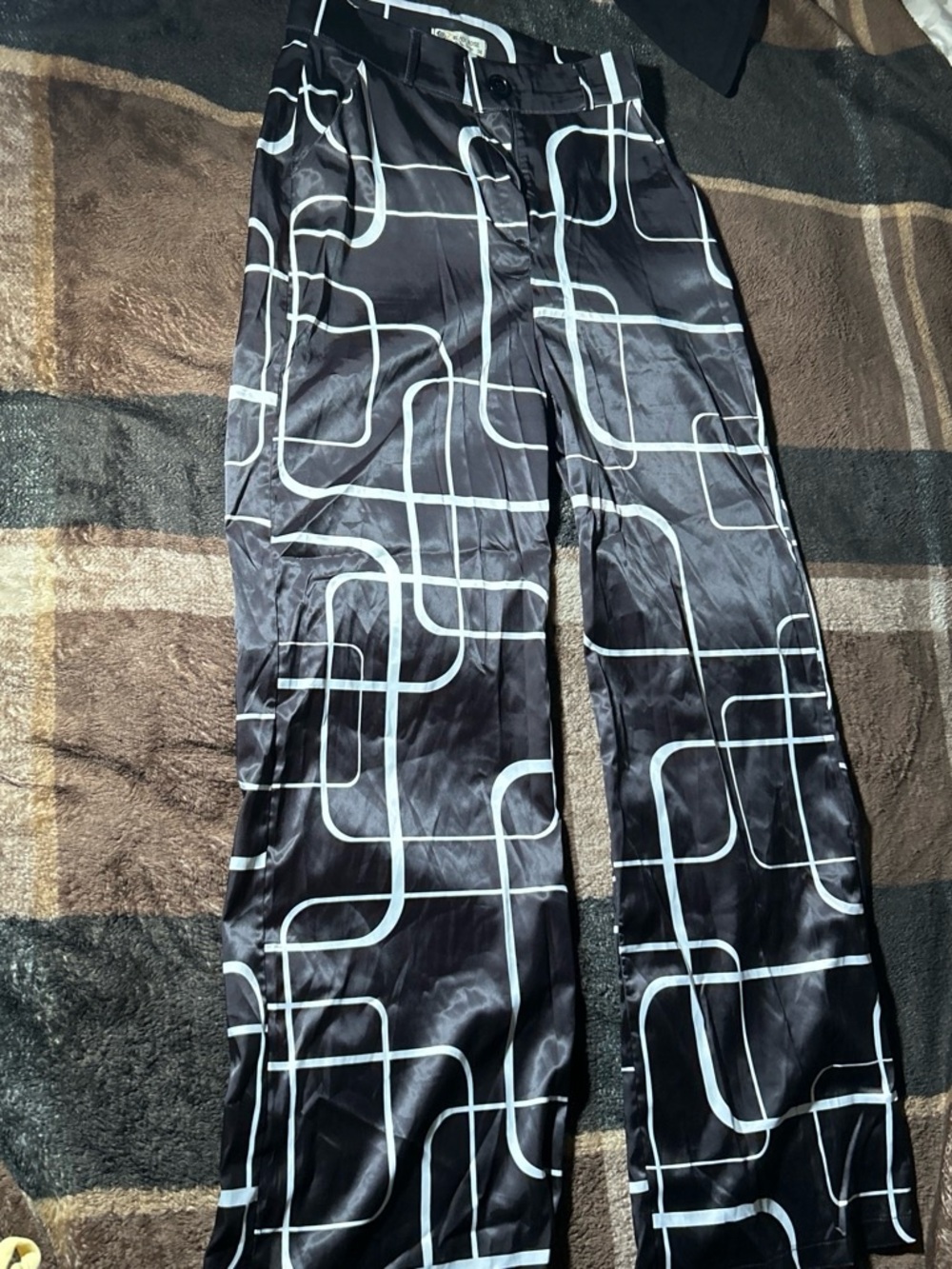 Maxine of Hollywood Black Maxi Dress with White Geometric Print